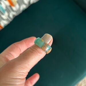 Turquoise Resin and Wood Ring